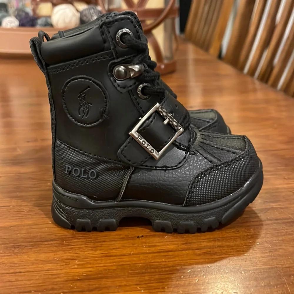 Polo Ralph Lauren Colbey Boots Black new Preschool Toddlers Boys Girls Size 4